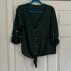 West Kei Deep Green Button-Down Blouse
